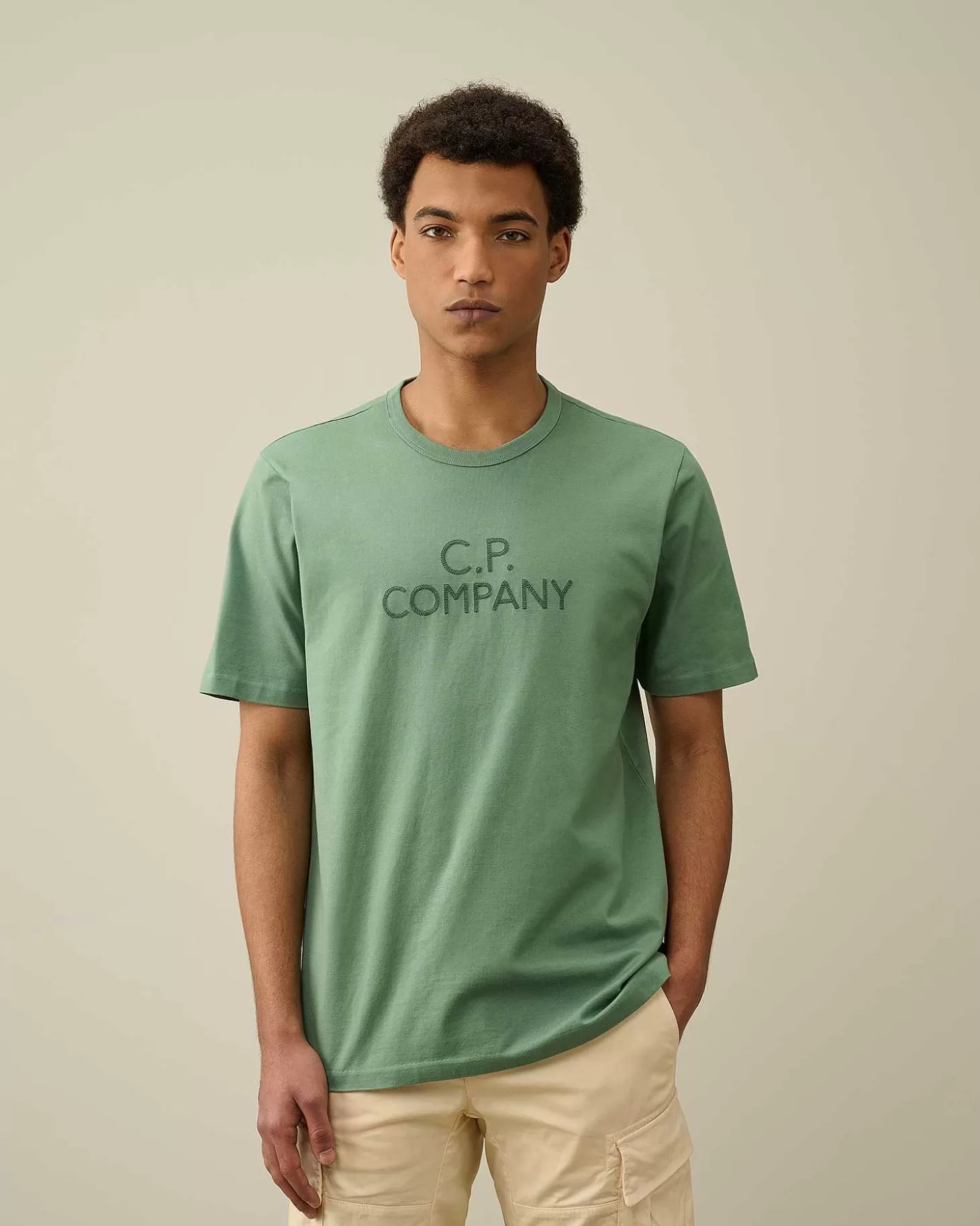 Outlet 30/2 Mercerized Jersey Twisted Logo T-Shirt Men T-Shirts & Polo