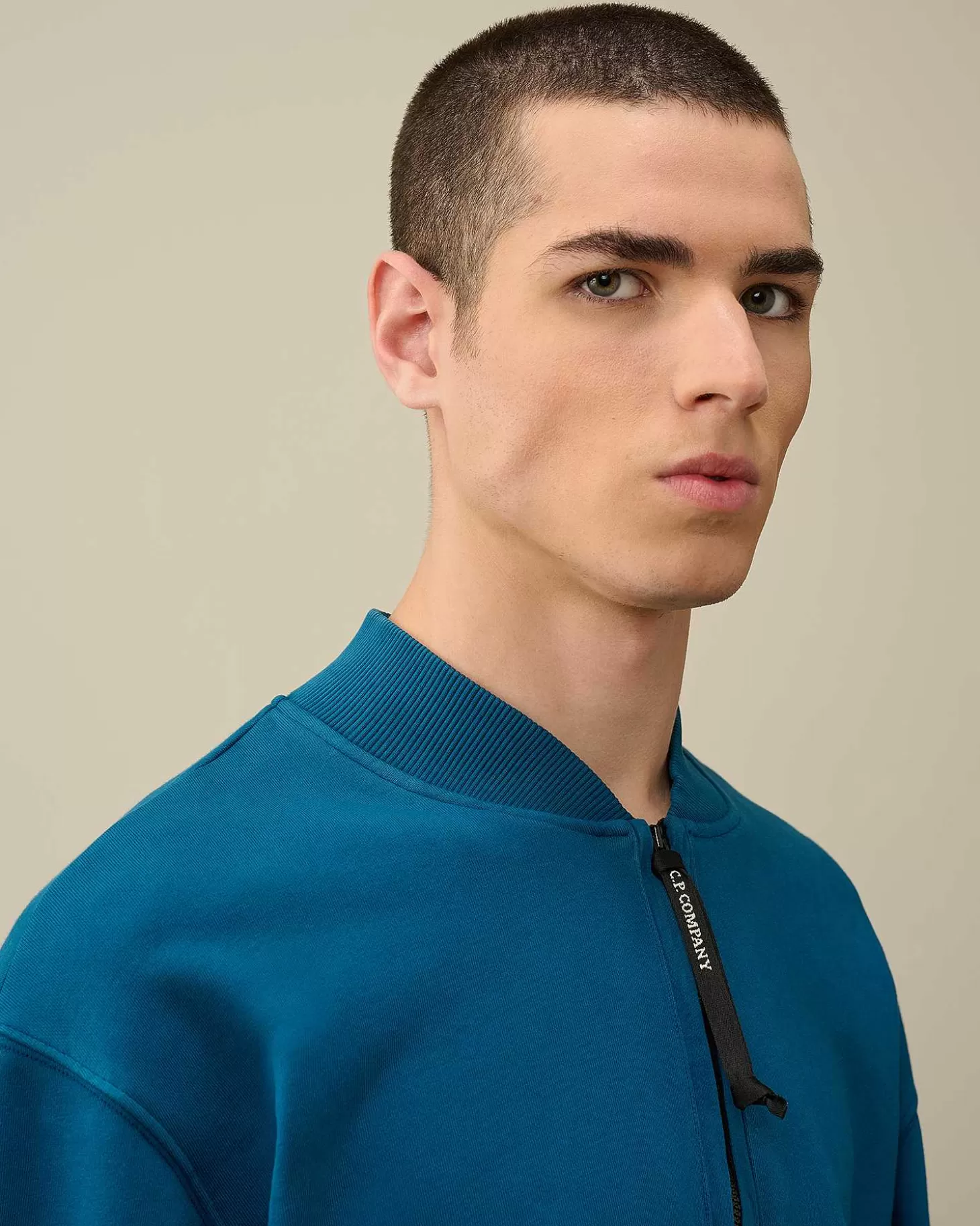 Sale Cotton Diagonal Fleece Zipped Sweatshirt Men Sweatshirts