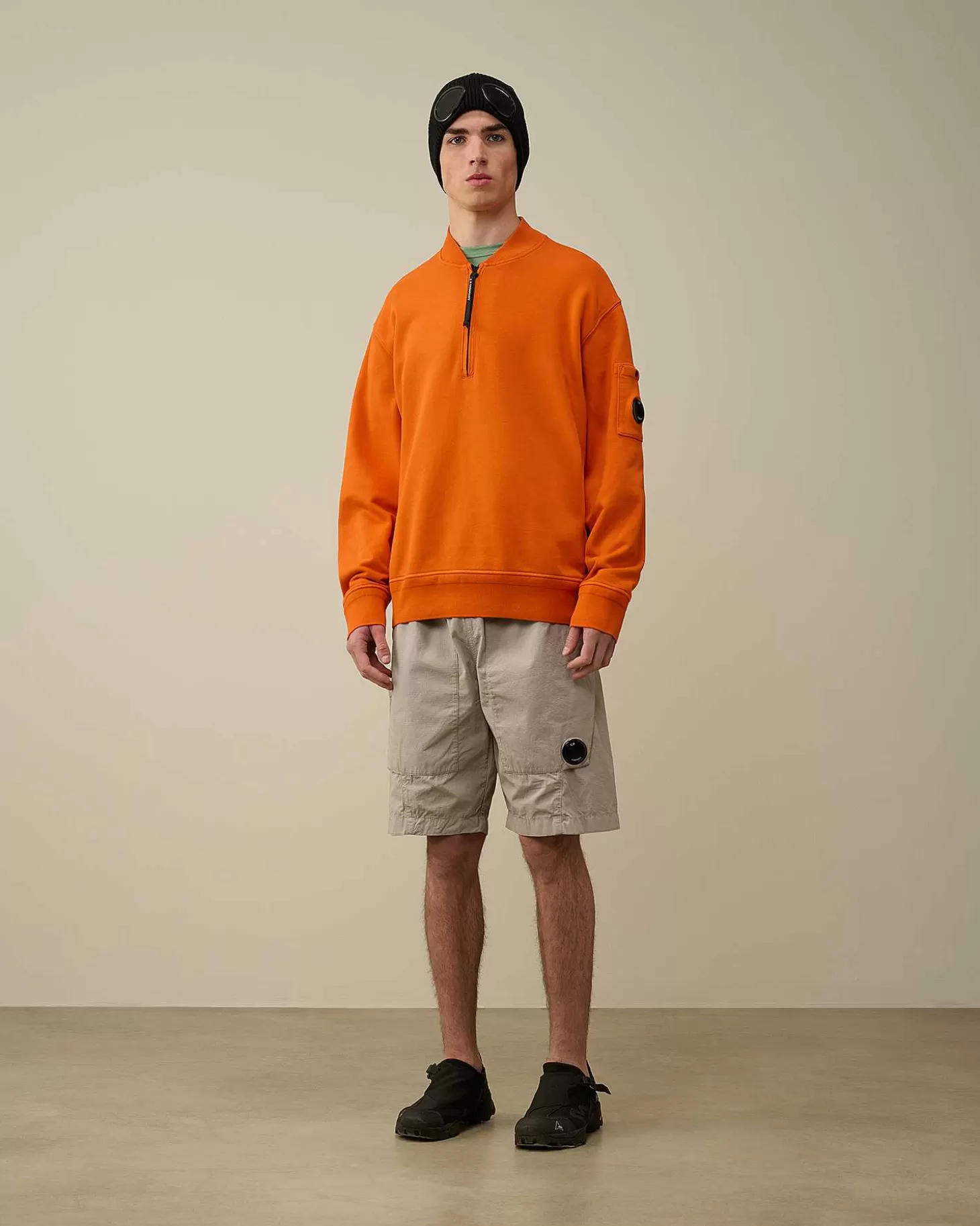 Discount Cotton Diagonal Fleece Zipped Sweatshirt Men Sweatshirts