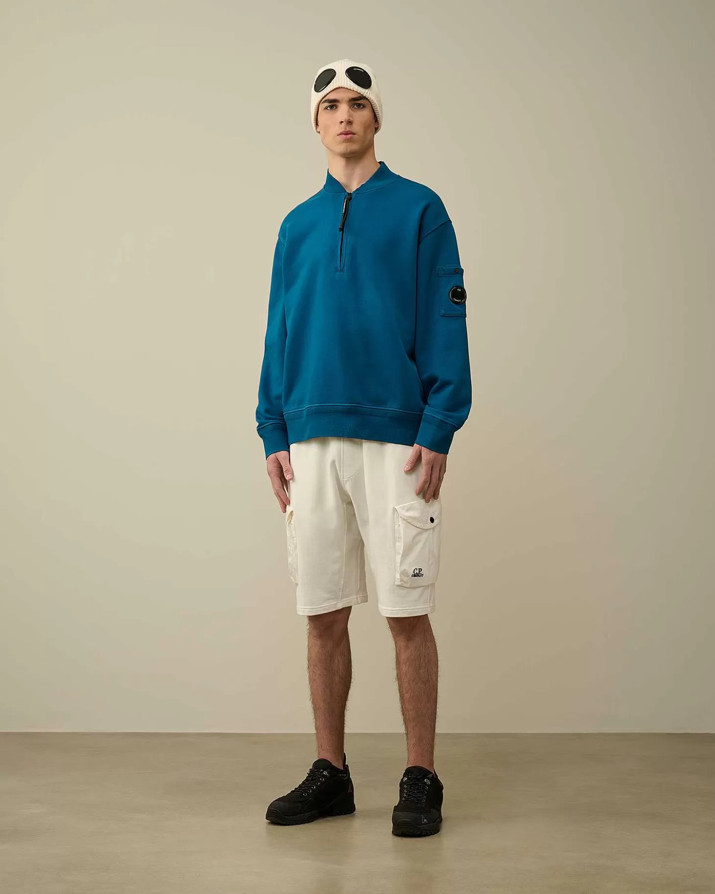 Sale Cotton Diagonal Fleece Zipped Sweatshirt Men Sweatshirts