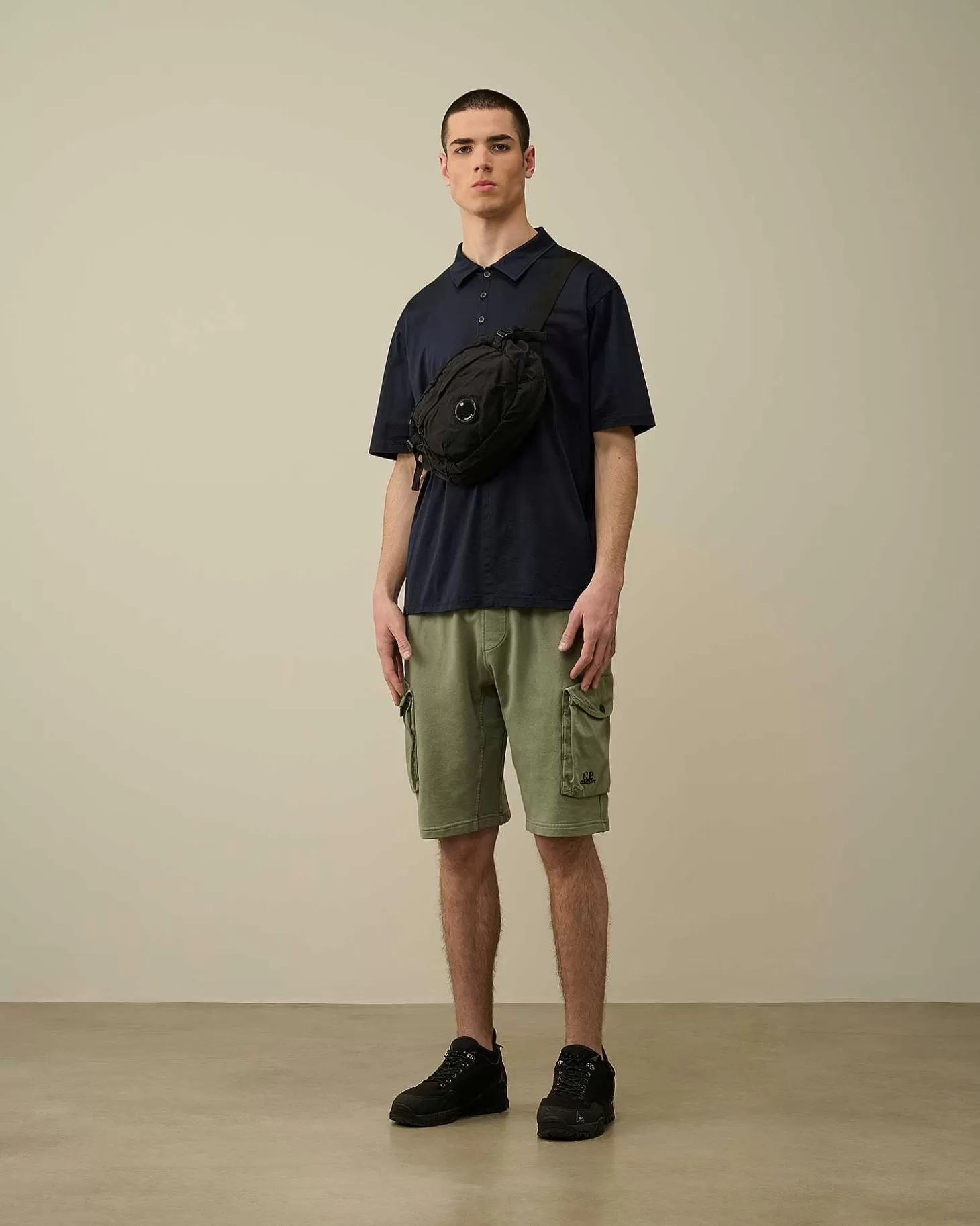 Shop Cotton Fleece Mixed Cargo Shorts Men Tracksuits & Shorts
