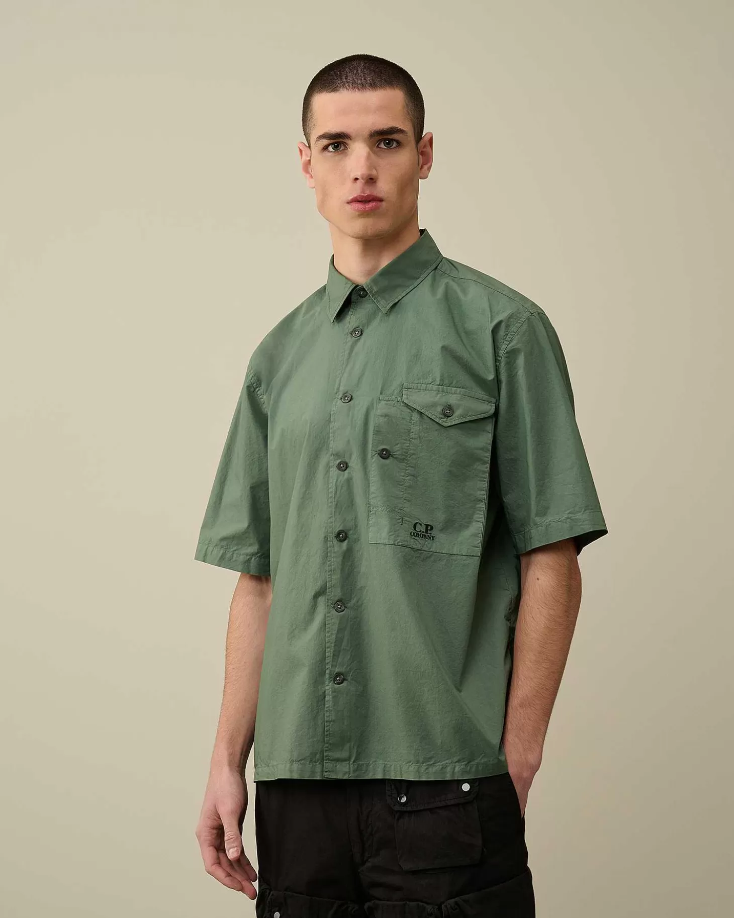 Store Cotton Popeline Short Sleeved Shirt Men Shirt