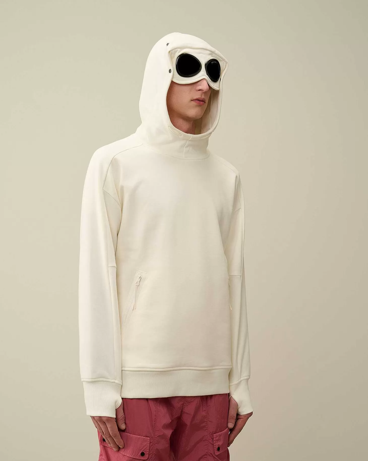 Cheap Diagonal Raised Fleece Goggle Hoodie Men Sweatshirts