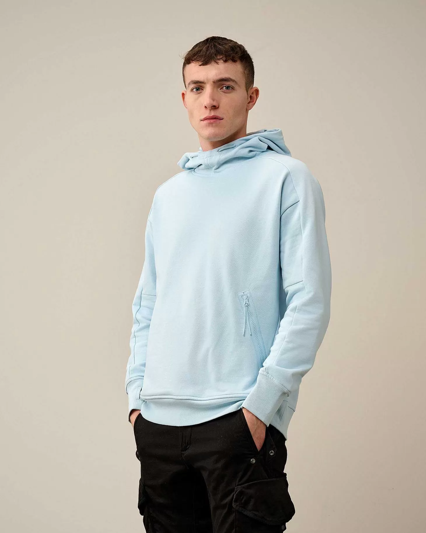 Shop Diagonal Raised Fleece Goggle Hoodie Men Sweatshirts
