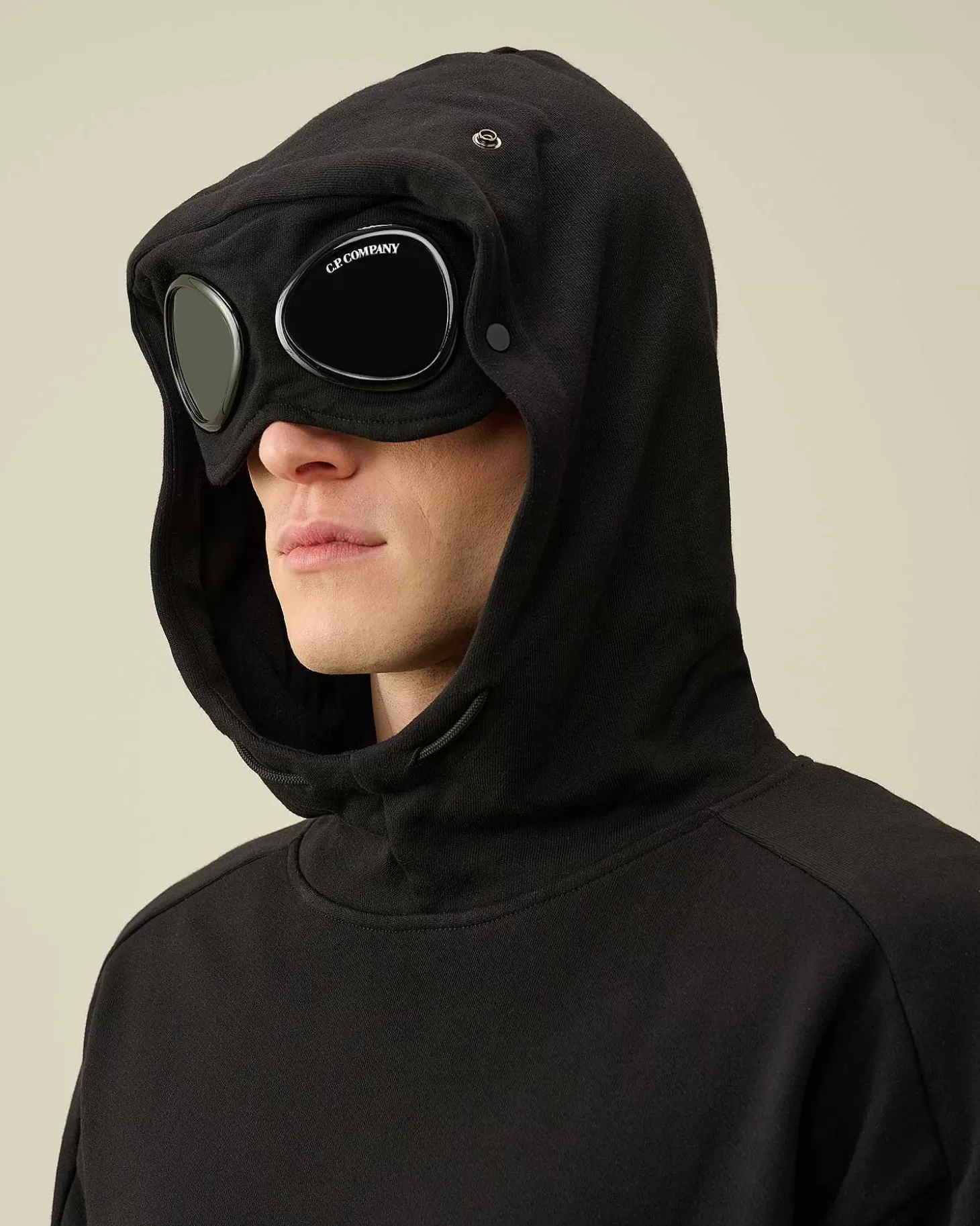Cheap Diagonal Raised Fleece Goggle Hoodie Men Sweatshirts
