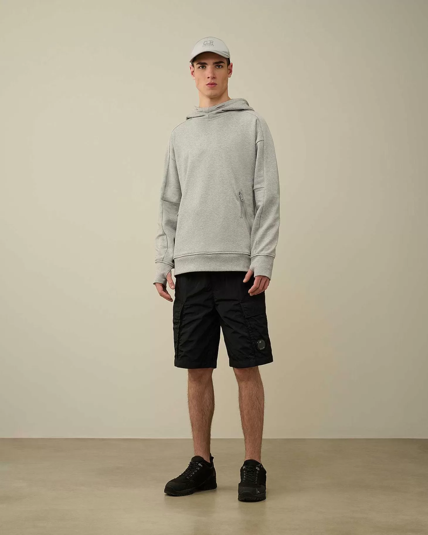 Discount Diagonal Raised Fleece Goggle Hoodie Men Sweatshirts