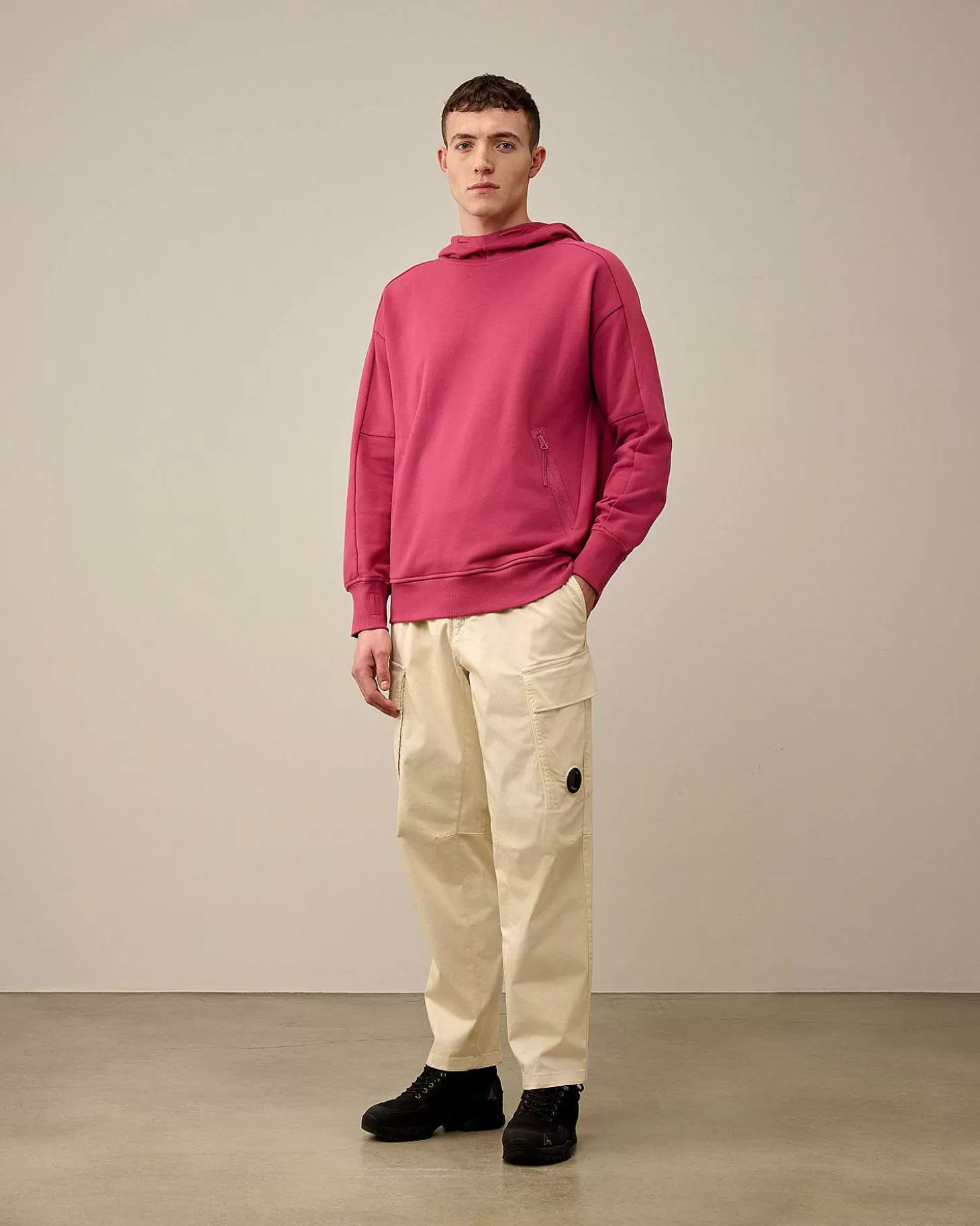 Clearance Diagonal Raised Fleece Goggle Hoodie Men Sweatshirts