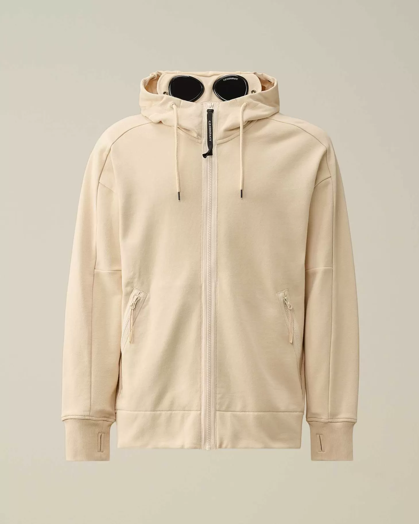 Clearance Diagonal Raised Fleece Goggle Zipped Hoodie Men Sweatshirts