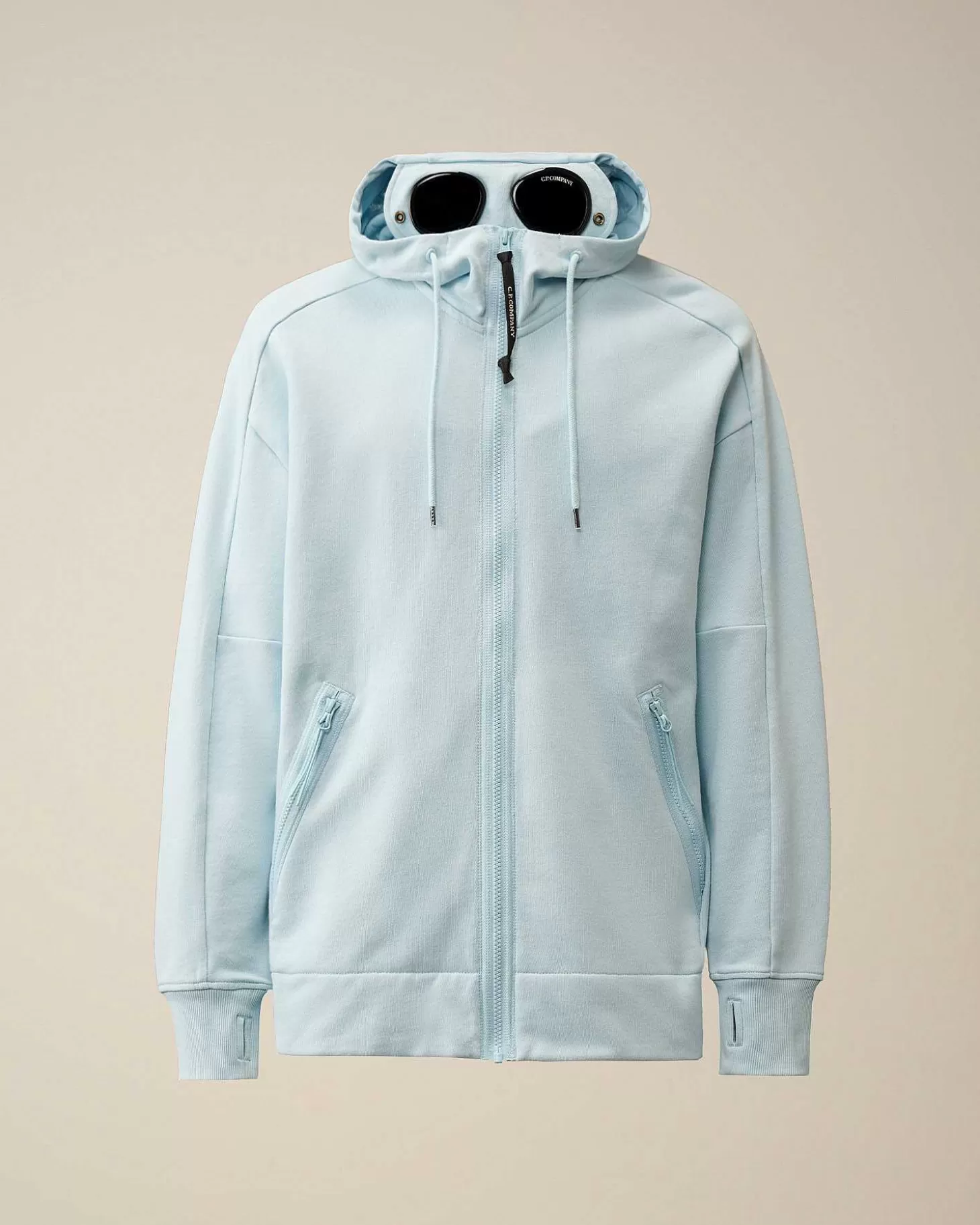 Clearance Diagonal Raised Fleece Goggle Zipped Hoodie Men Sweatshirts