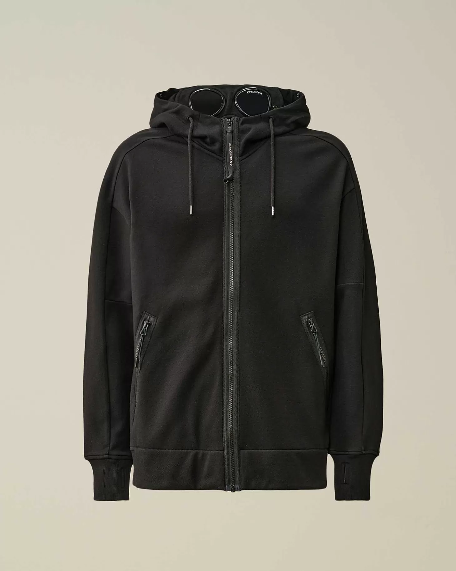 Cheap Diagonal Raised Fleece Goggle Zipped Hoodie Men Sweatshirts