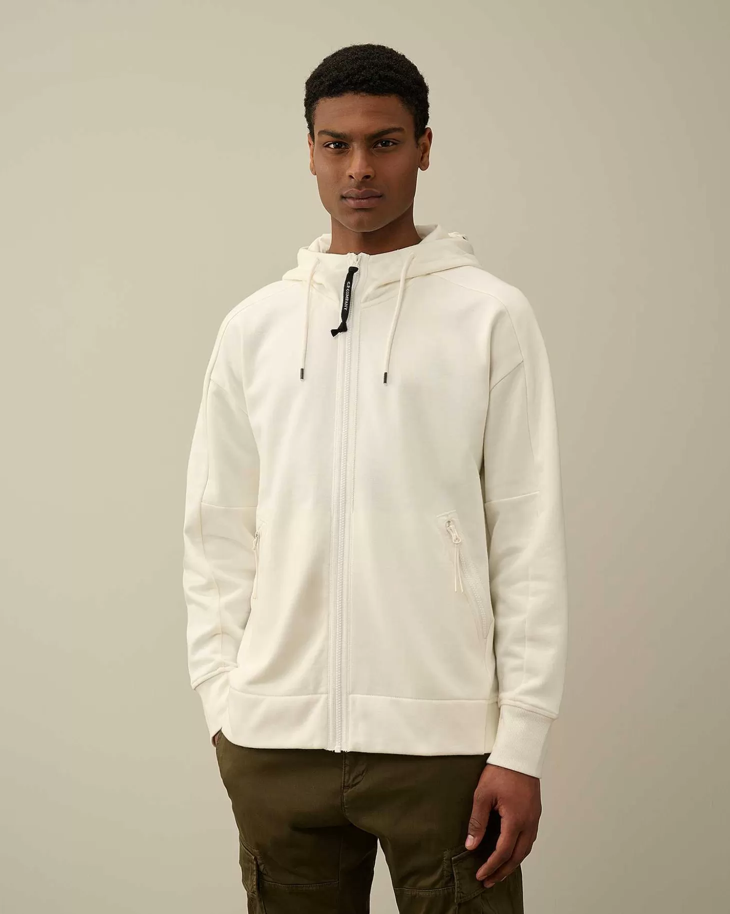 Store Diagonal Raised Fleece Goggle Zipped Hoodie Men Sweatshirts