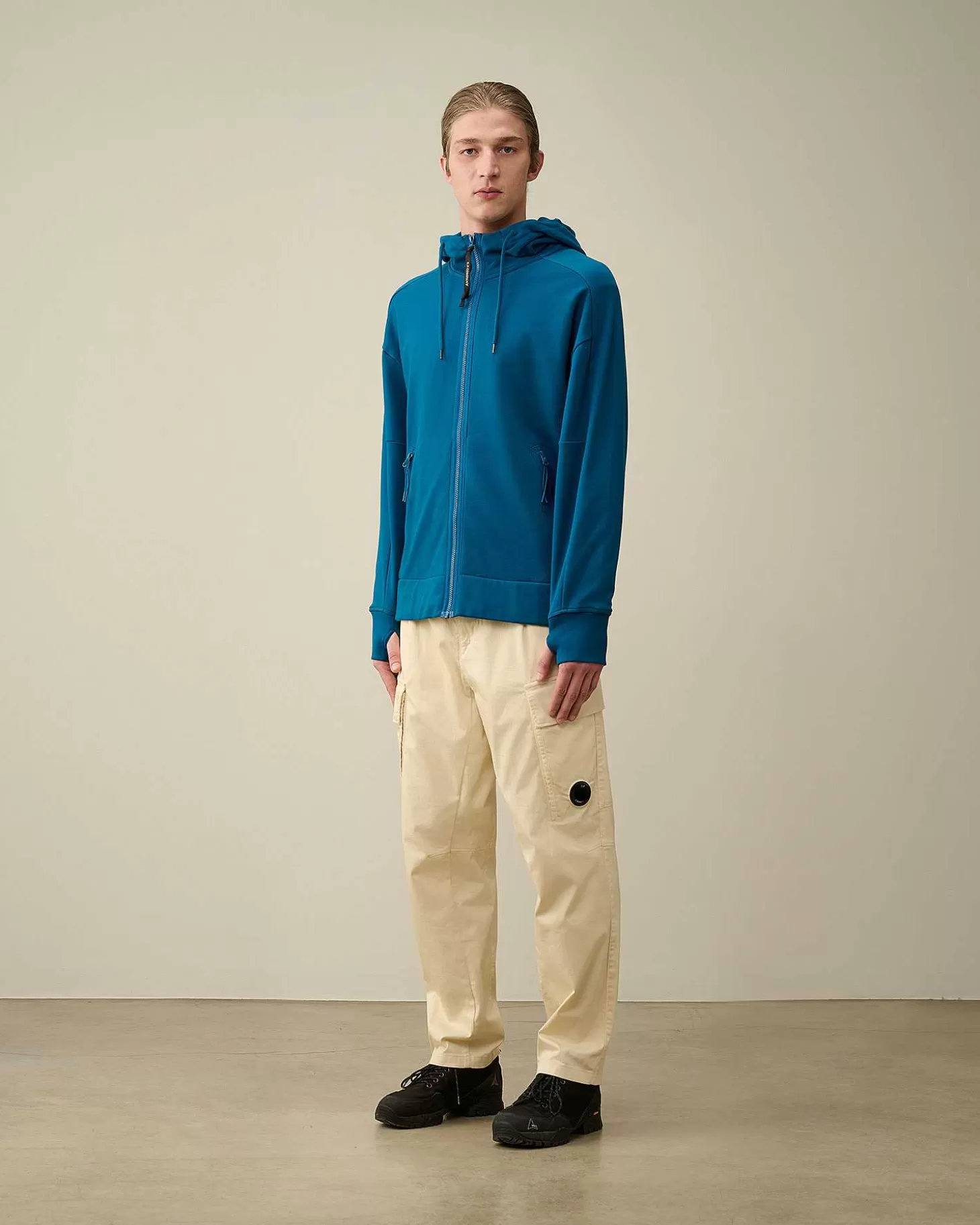Outlet Diagonal Raised Fleece Goggle Zipped Hoodie Men Sweatshirts