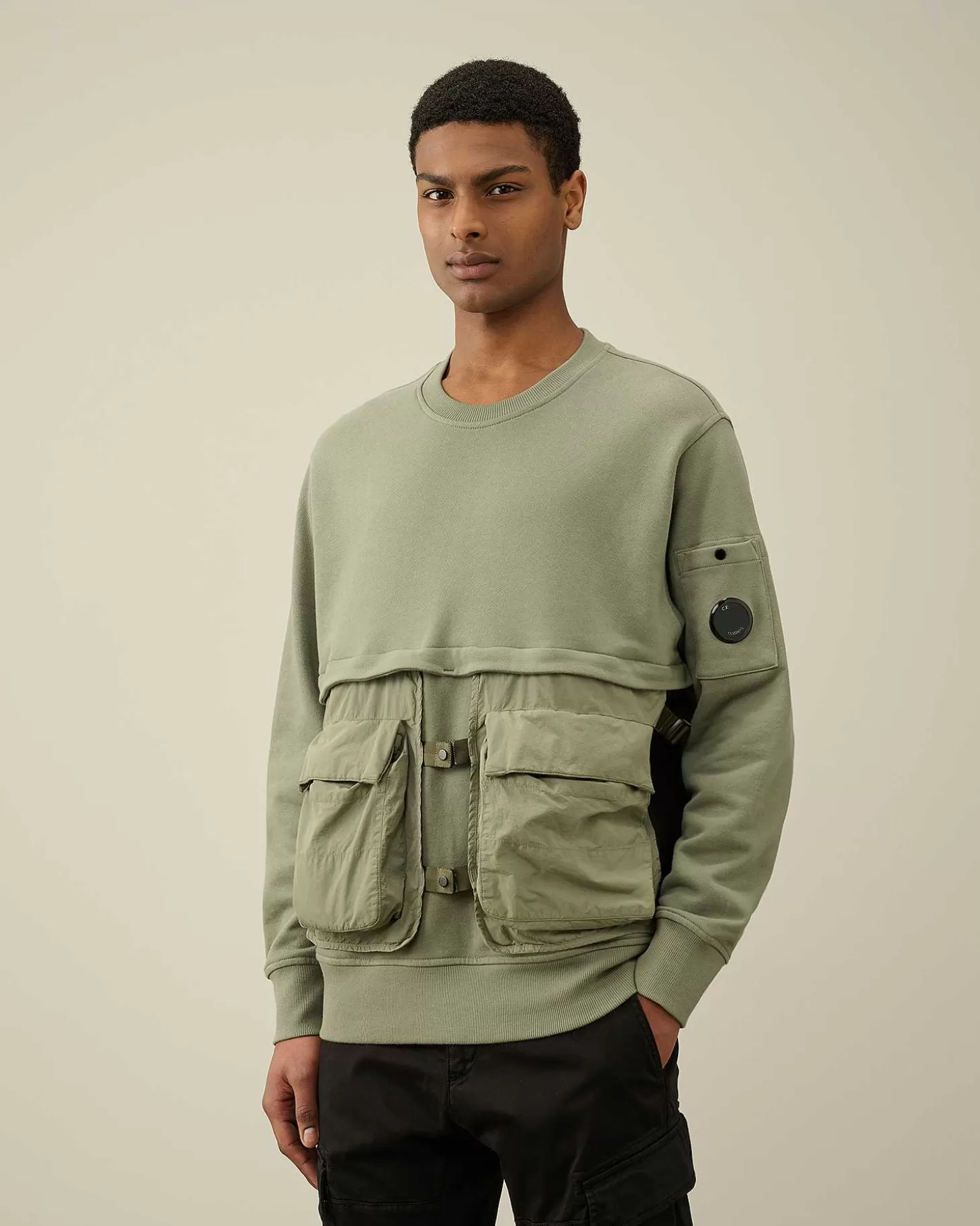 Cheap Diagonal Raised Fleece Mixed Detachable Sweatshirt Men Sweatshirts