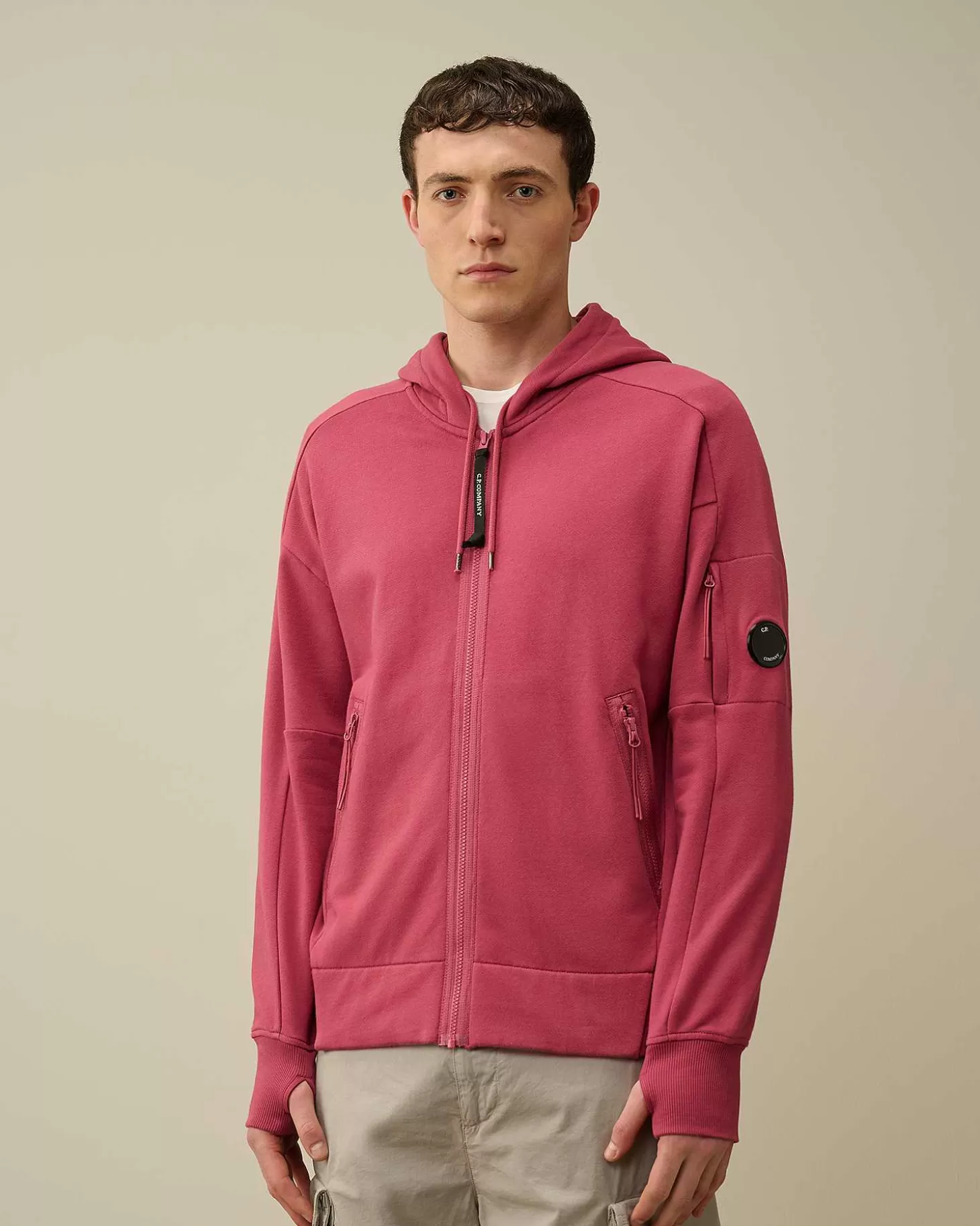 Cheap Diagonal Raised Fleece Zipped Hoodie Men Sweatshirts