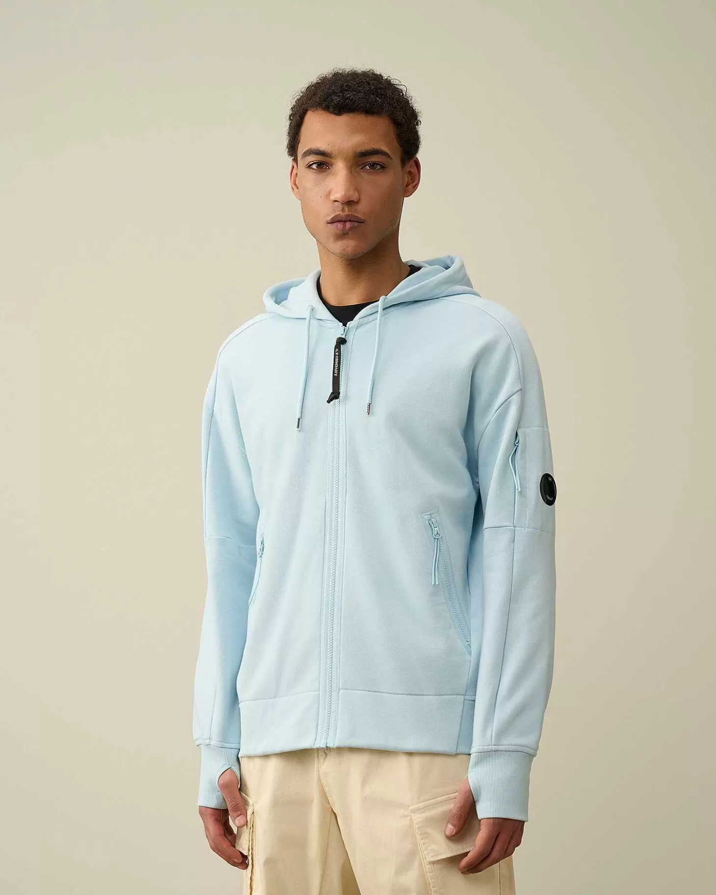Outlet Diagonal Raised Fleece Zipped Hoodie Men Sweatshirts