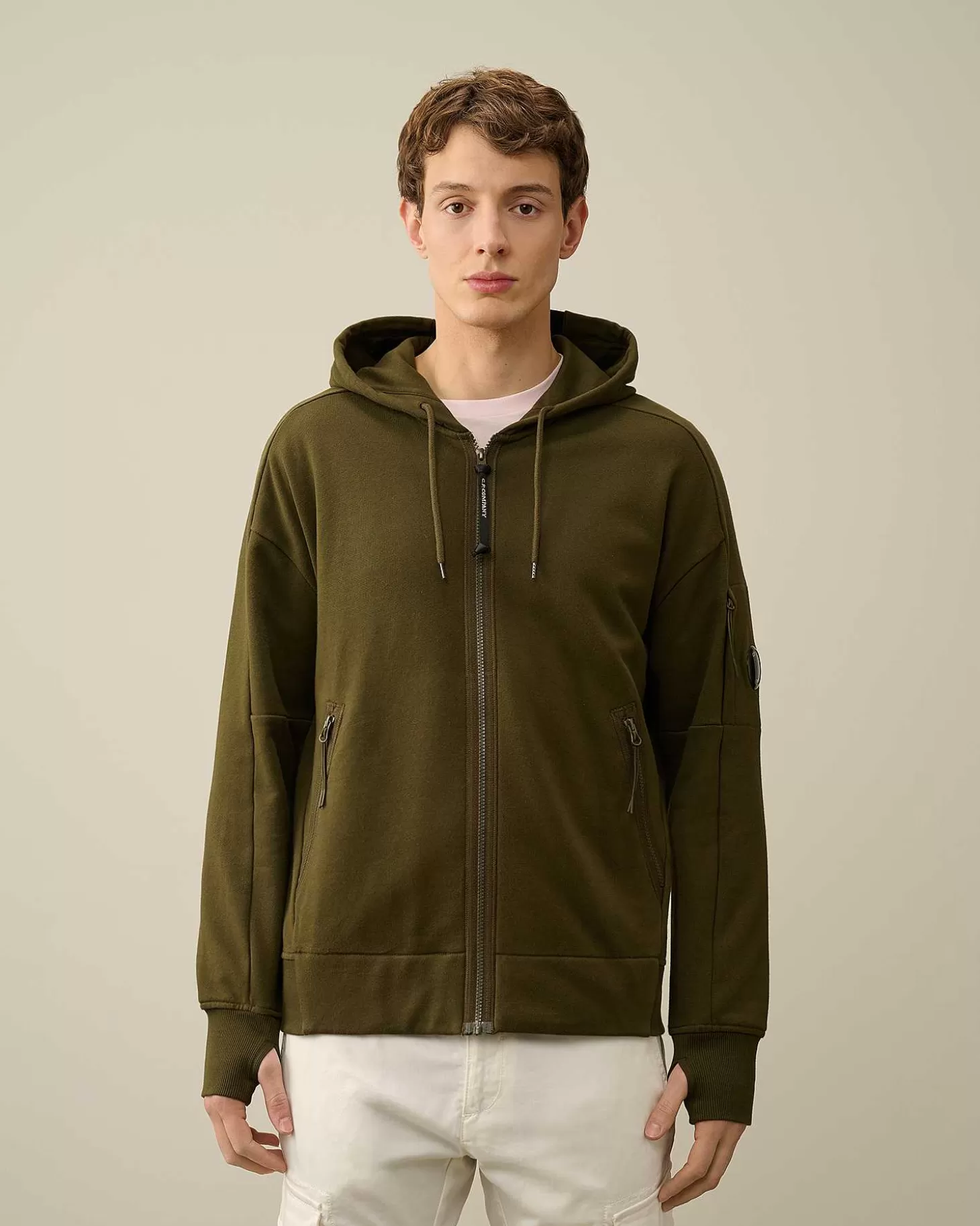 Best Sale Diagonal Raised Fleece Zipped Hoodie Men Sweatshirts