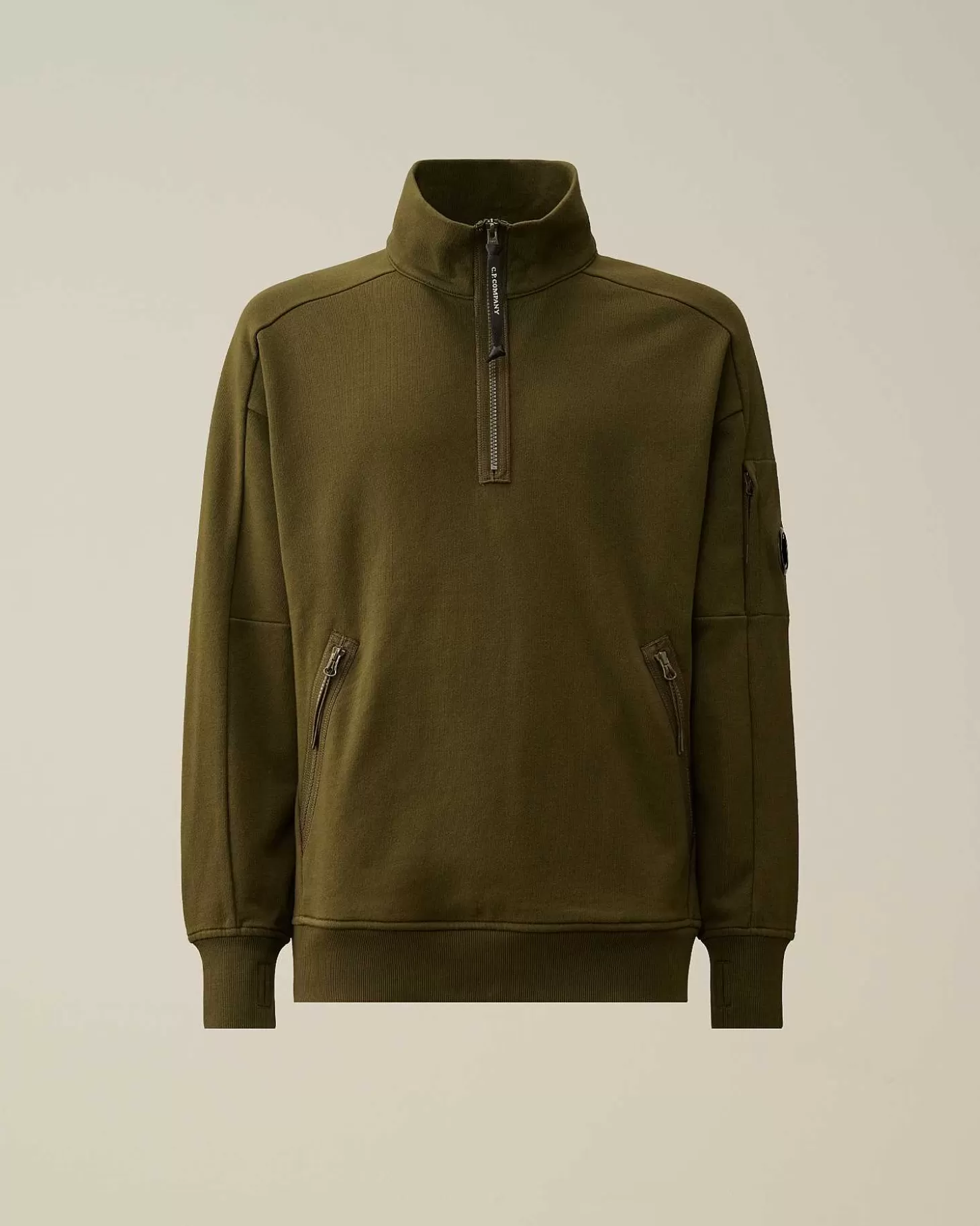Best Diagonal Raised Fleece Zipped Sweatshirt Men Sweatshirts