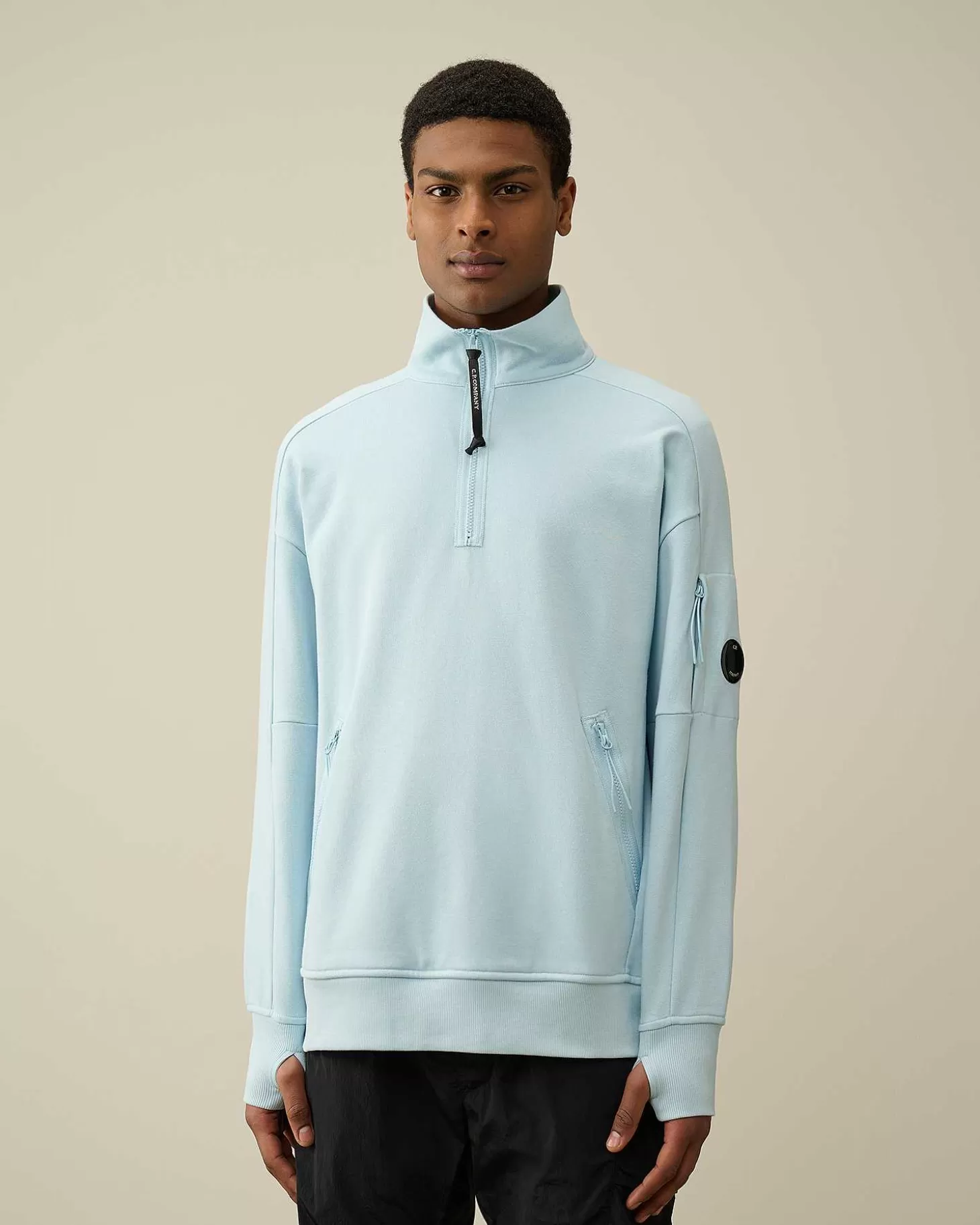 Cheap Diagonal Raised Fleece Zipped Sweatshirt Men Sweatshirts