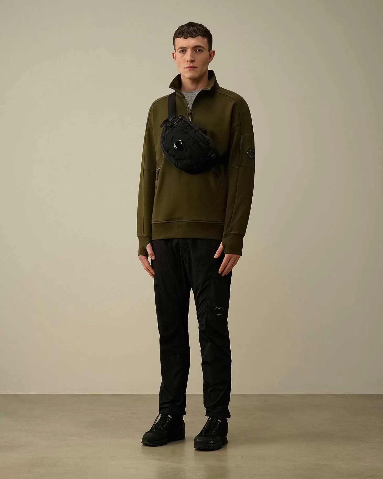 Best Diagonal Raised Fleece Zipped Sweatshirt Men Sweatshirts