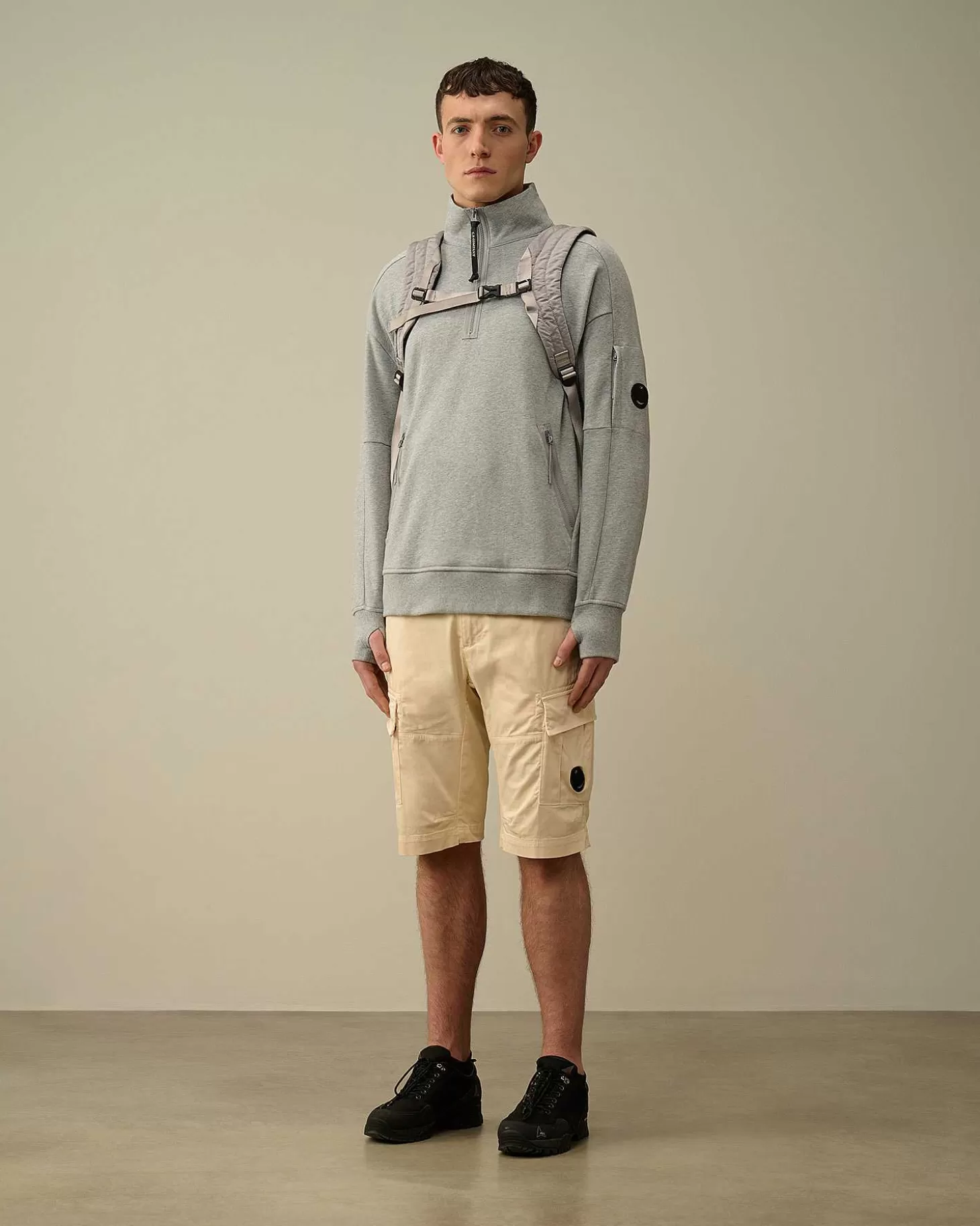 Online Diagonal Raised Fleece Zipped Sweatshirt Men Sweatshirts