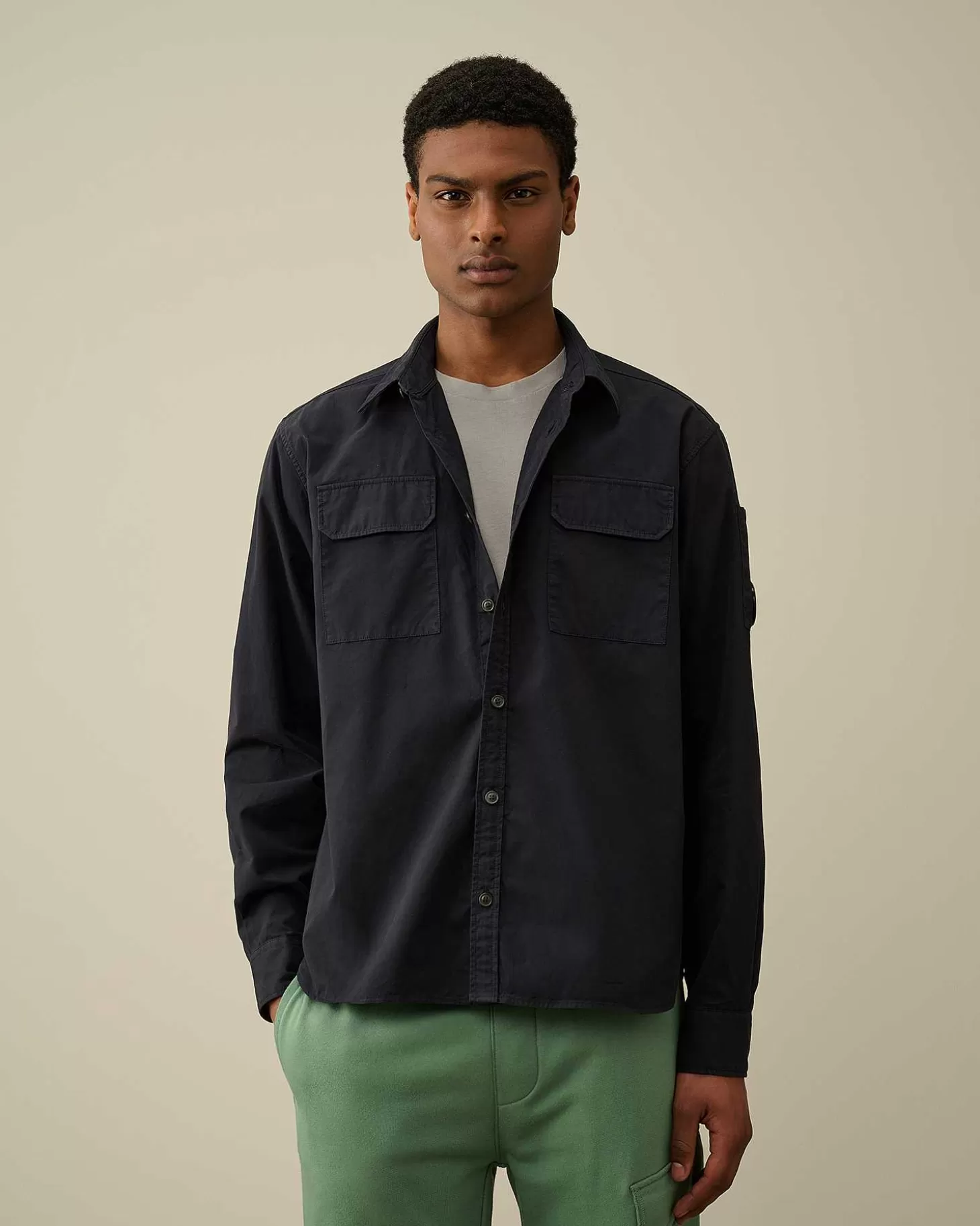Sale Gabardine Pockets Shirt Men Shirt