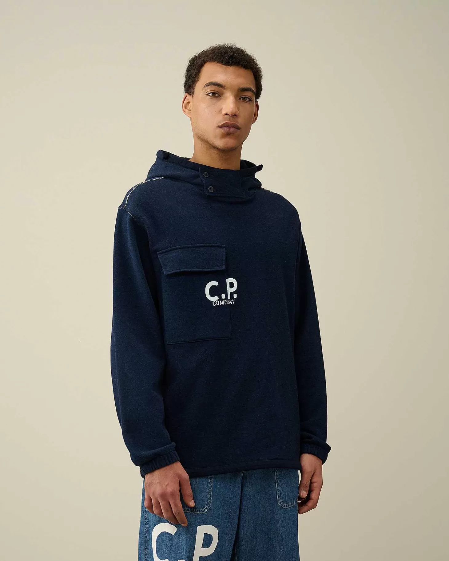 Discount Indigo Fleece Hoodie Men Sweatshirts