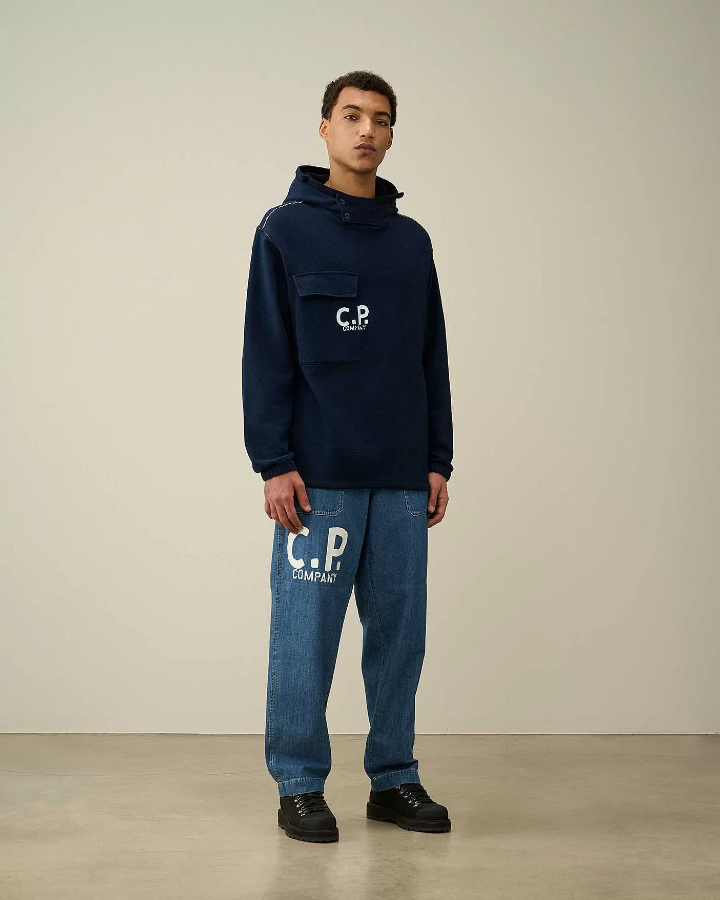 Discount Indigo Fleece Hoodie Men Sweatshirts