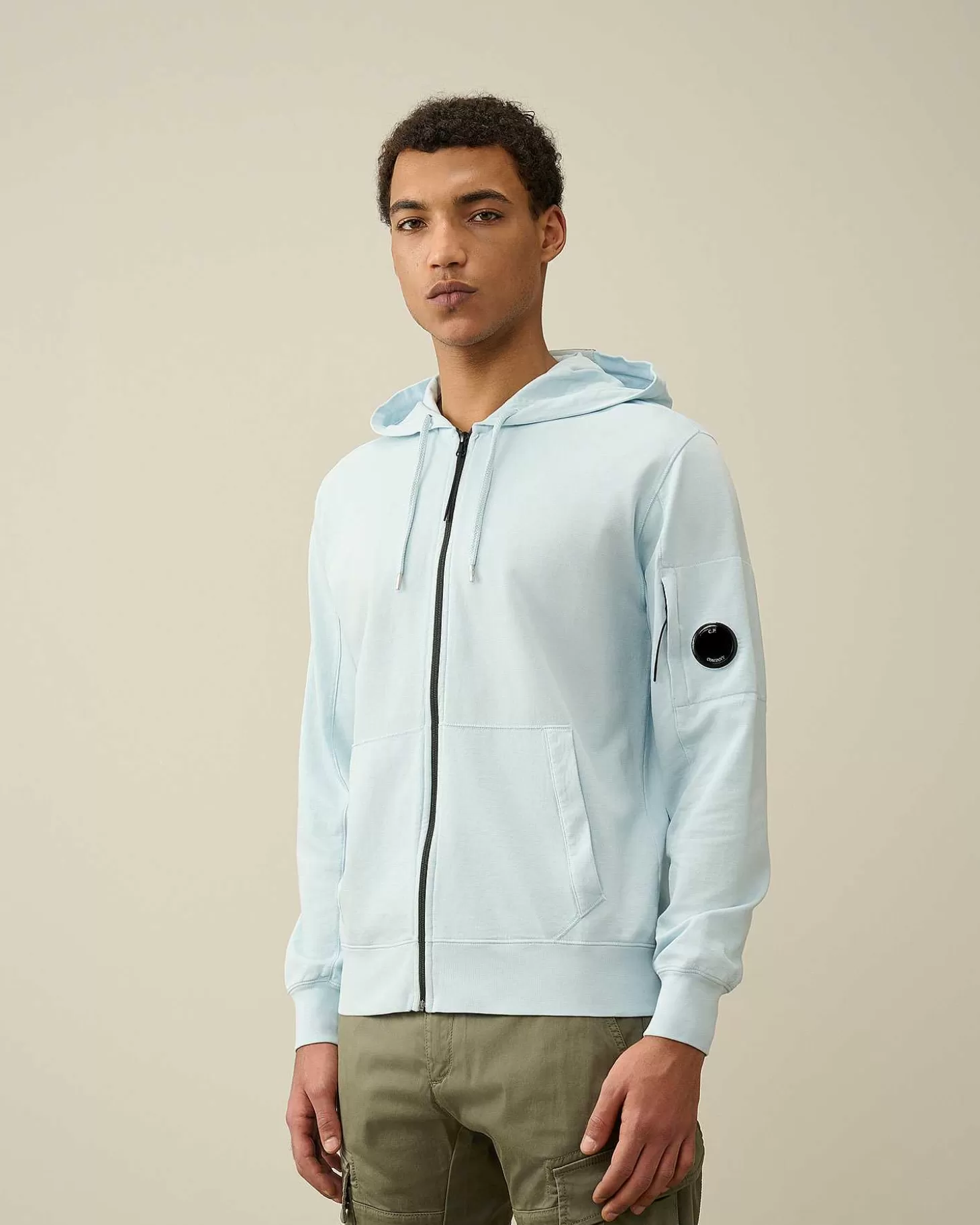 Outlet Light Fleece Zipped Hoodie Men Sweatshirts