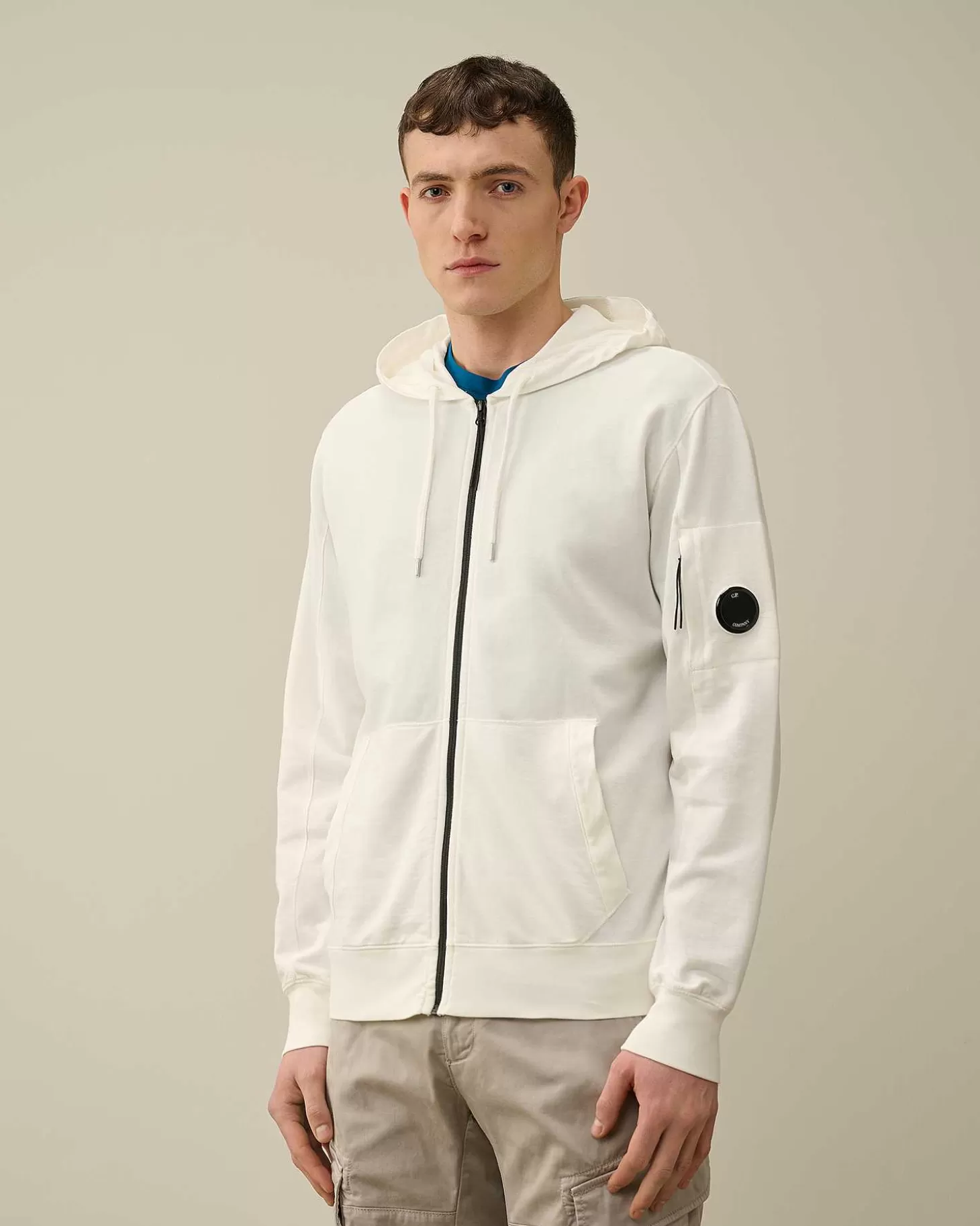 Shop Light Fleece Zipped Hoodie Men Sweatshirts