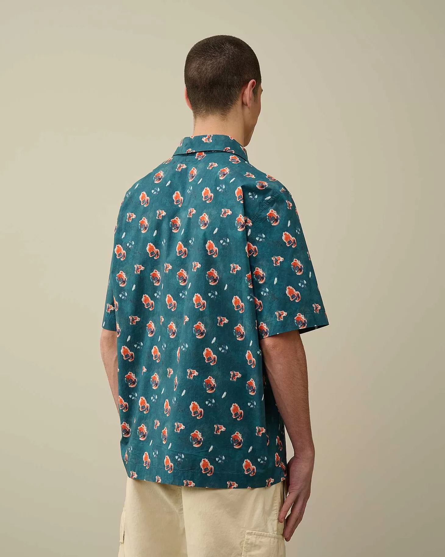 Fashion Popeline Sponged Print Shirt Men Shirt