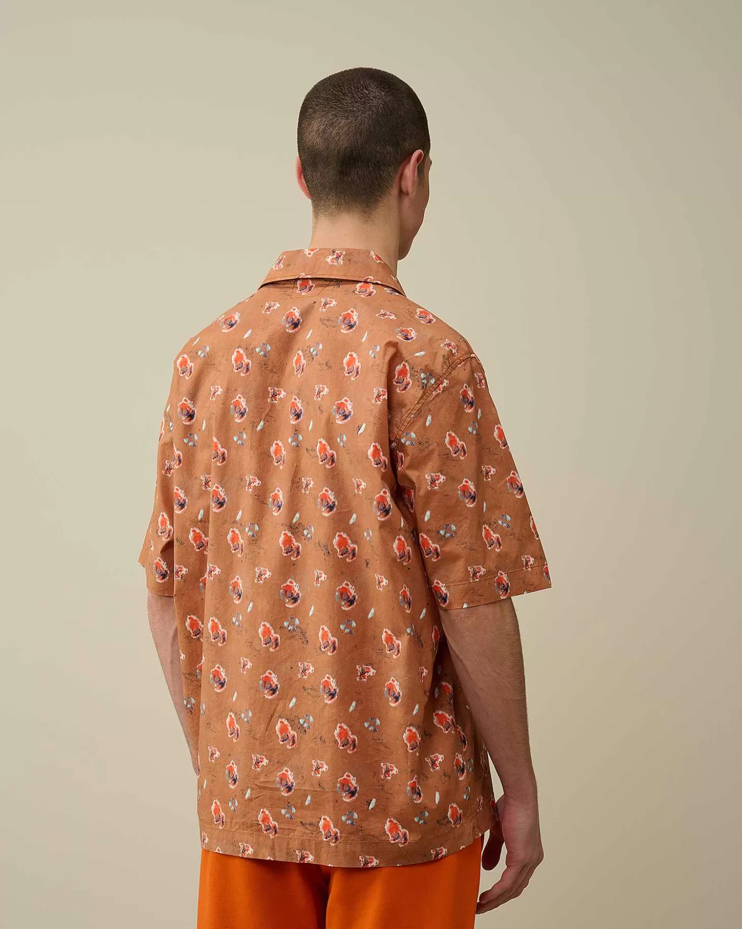 Discount Popeline Sponged Print Shirt Men Shirt