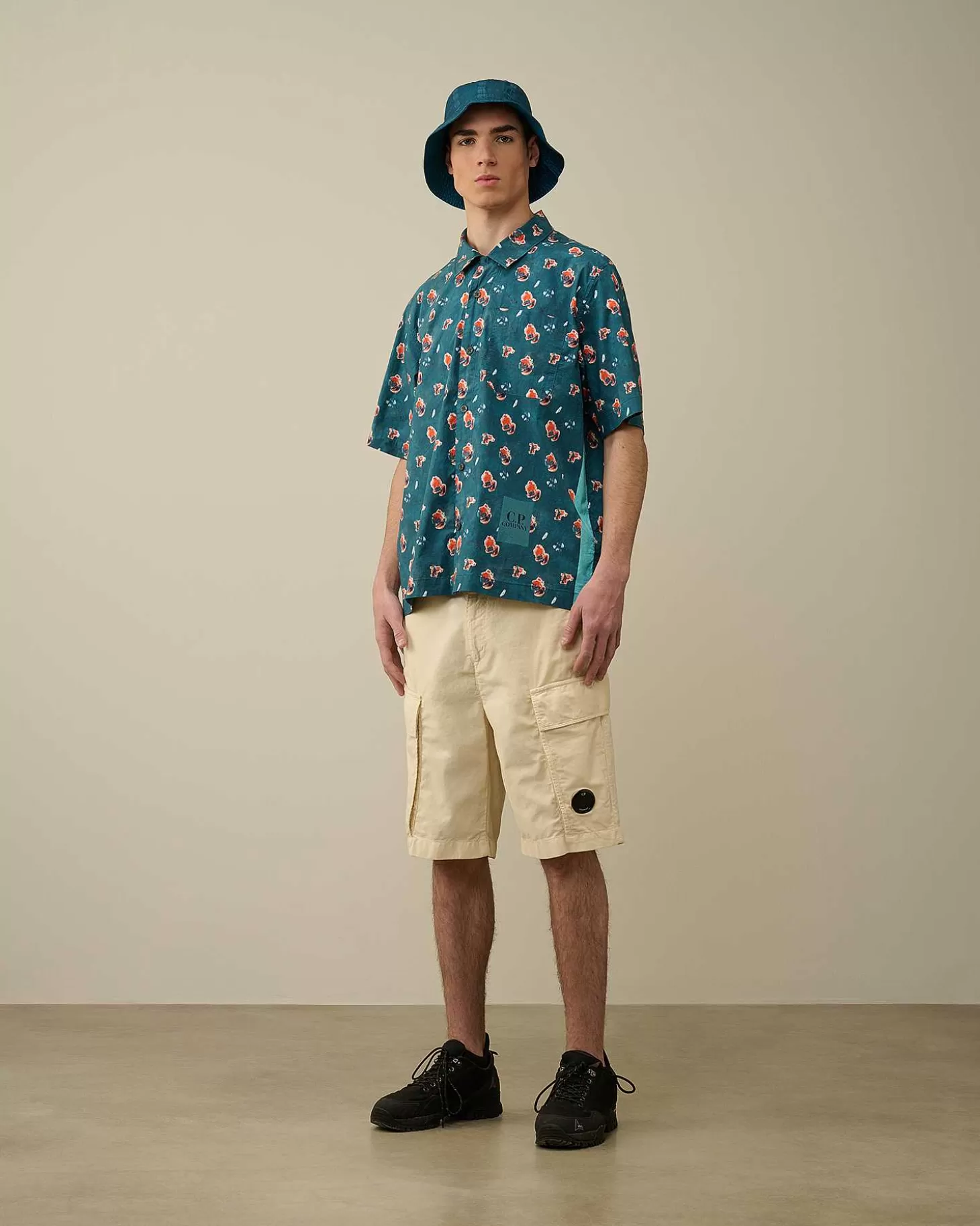 Fashion Popeline Sponged Print Shirt Men Shirt