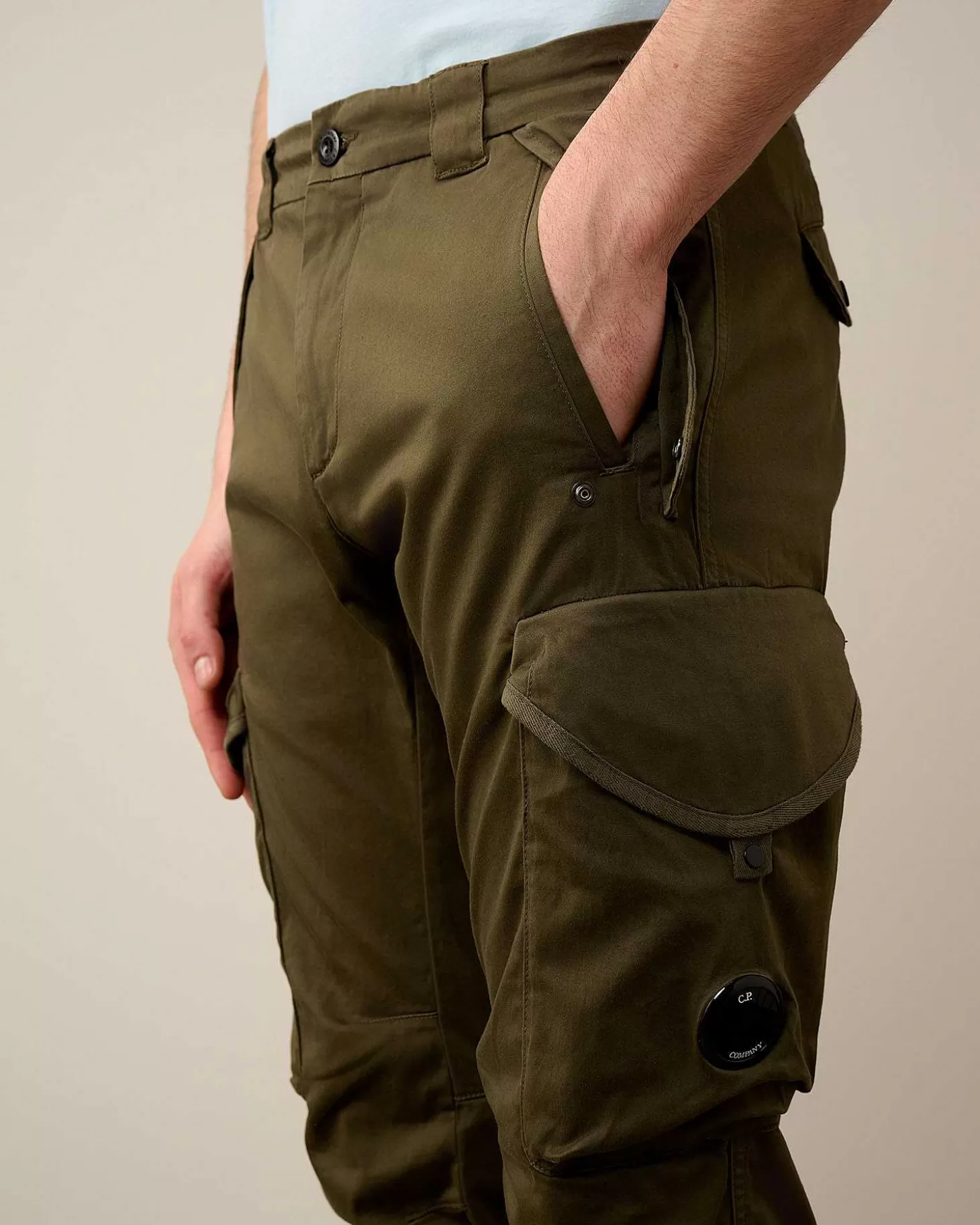 Cheap Stretch Sateen Ergonomic Lens Utility Pants Men Trousers
